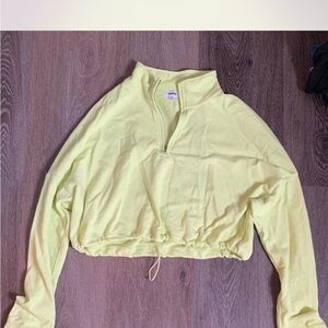 Garage Light Green Quarter Zip Cropped Sweatshirt